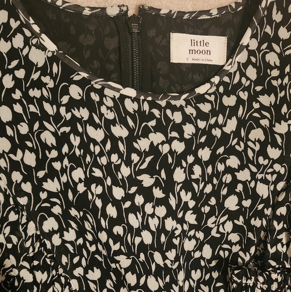 ARITZIA LITTLE MOON Gimlet Black White Floral Ruffle Dress S - Picture 7 of 7